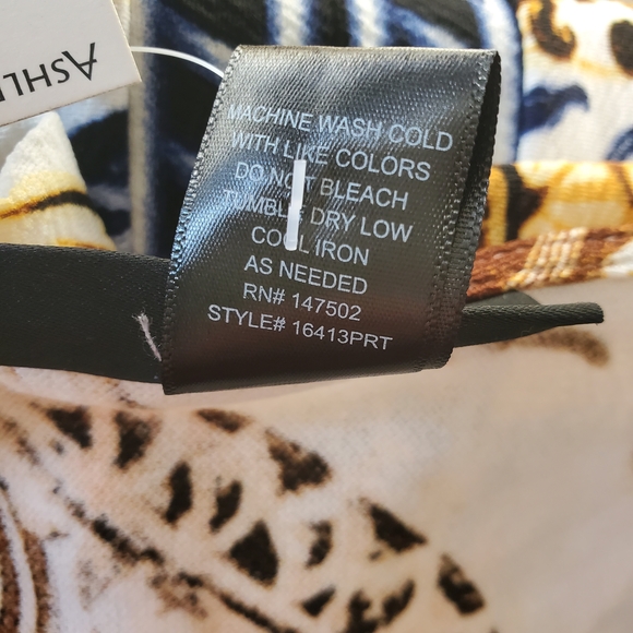 Ashley Stewart Baroque Print Midi Dress in Yellow and Blue Size 12 - Picture 8 of 9